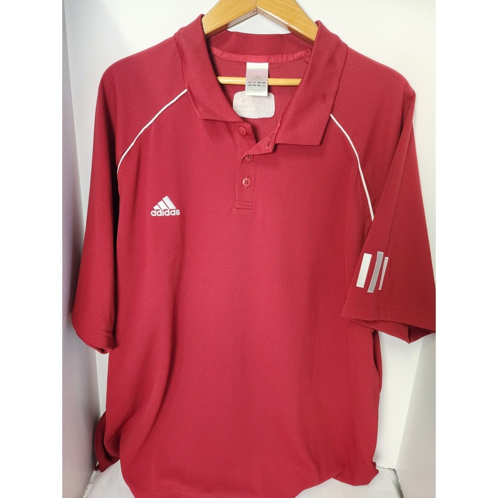 Adidas Mens 2XL Red Polo Western & Southern Masters Tennis Logo Short Sleeve